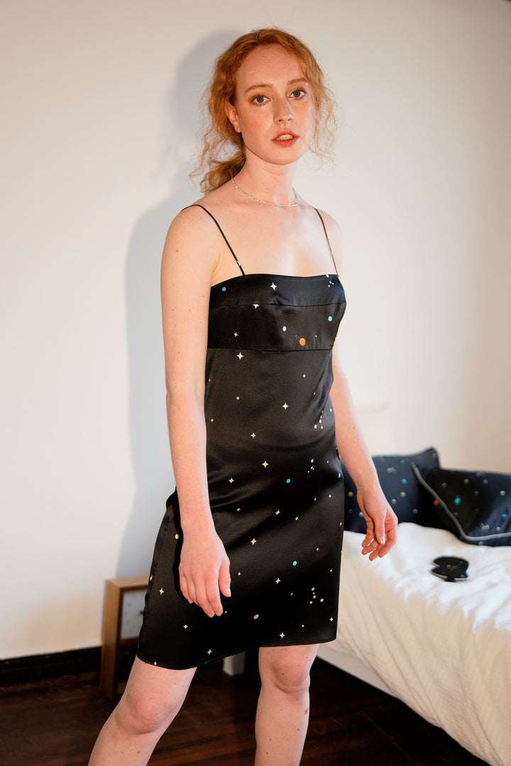 Galaxy Silk Slip Dress