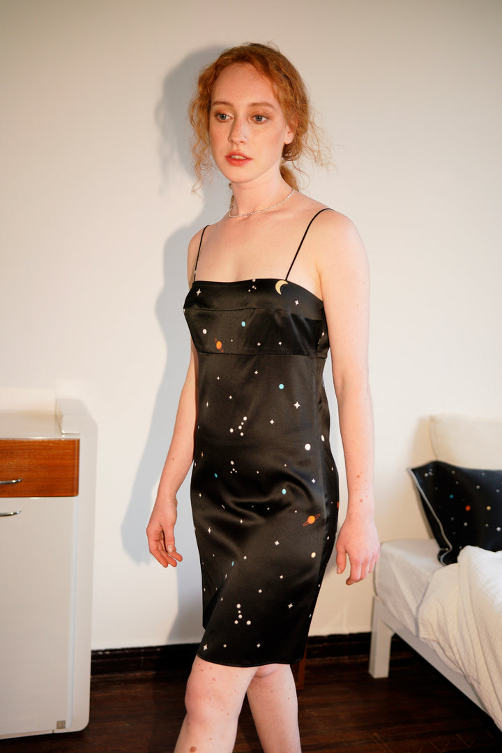 Galaxy Silk Slip Dress