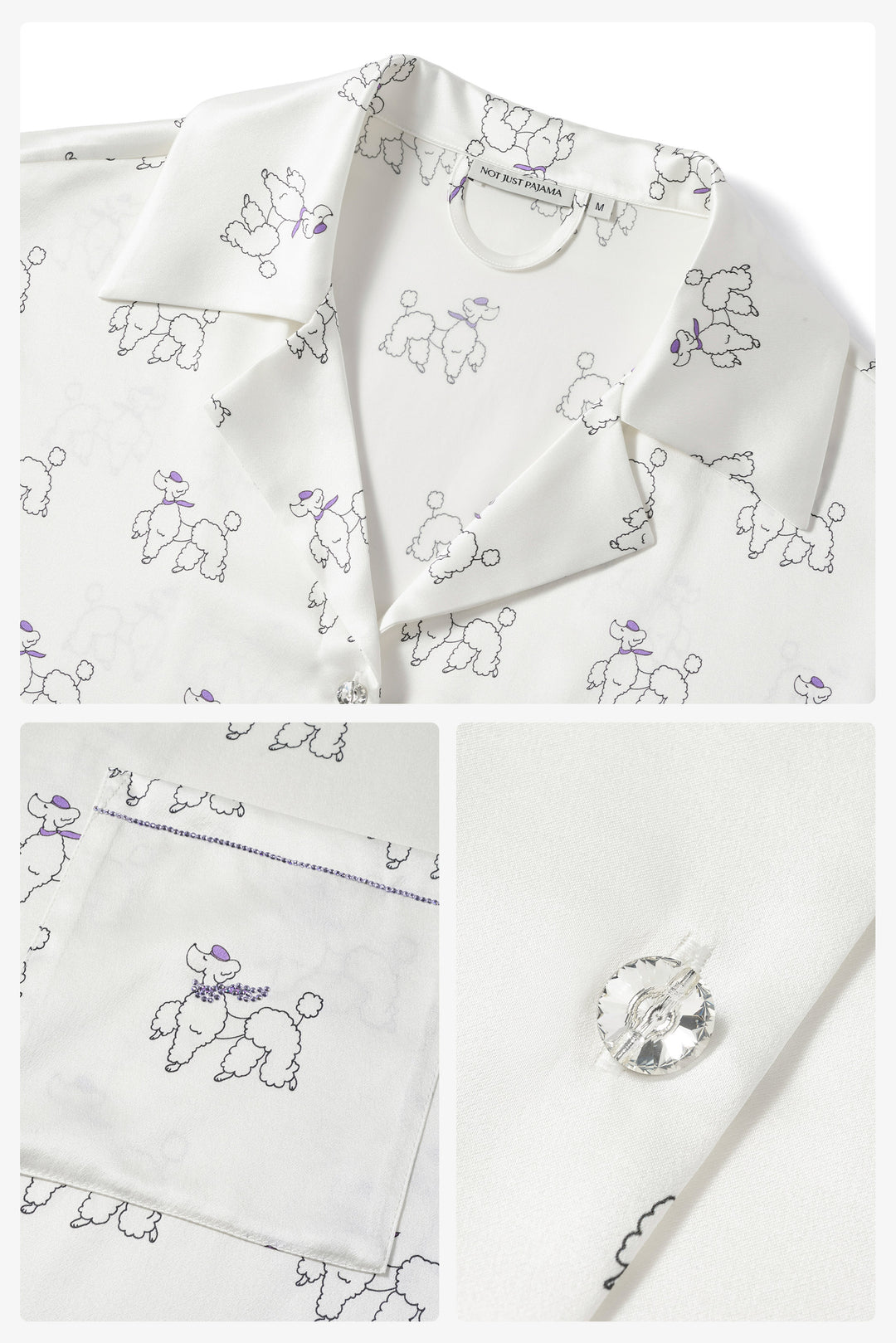 Diamond Poodles Silk Pajamas Short Set