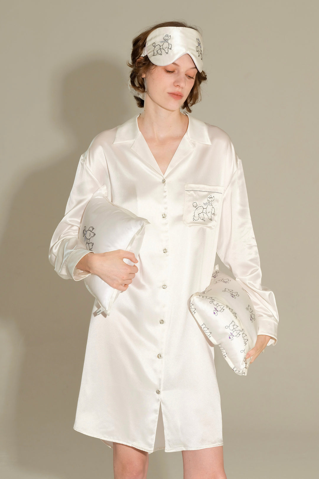 Diamond Poodles Silk Shirt Dress