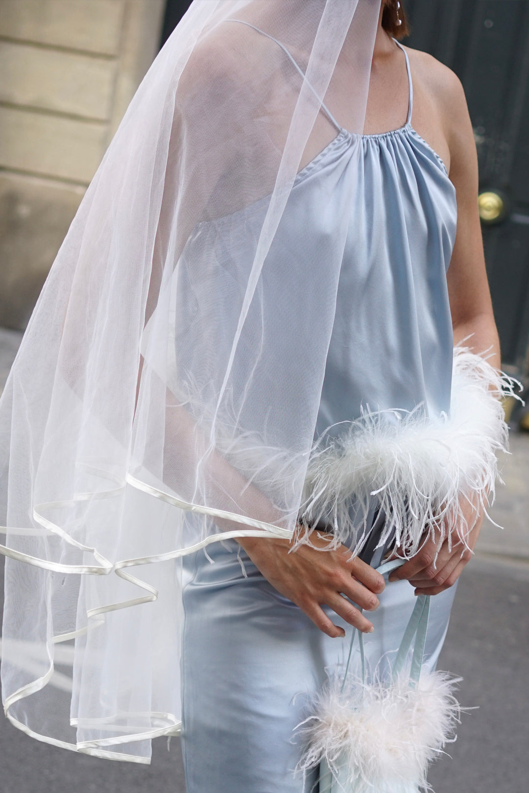 Bride-To-Be Edition | Halter Neck Silk Top with Removable Feathers