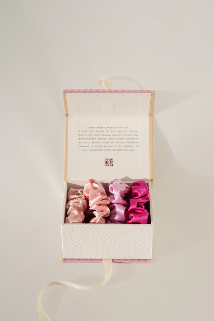 Little Joy Gift | Loop-Loop Silk Scrunchies Gift Box - Pink Set