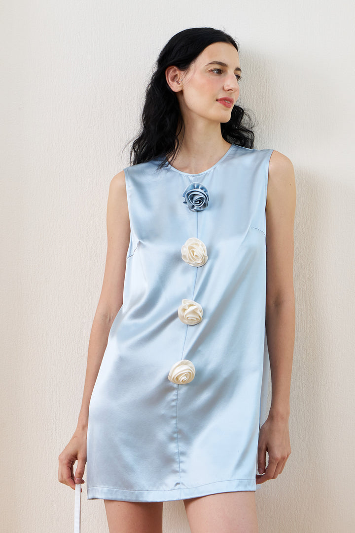 Tuscan Bloom Sleeveless Silk Shift Dress