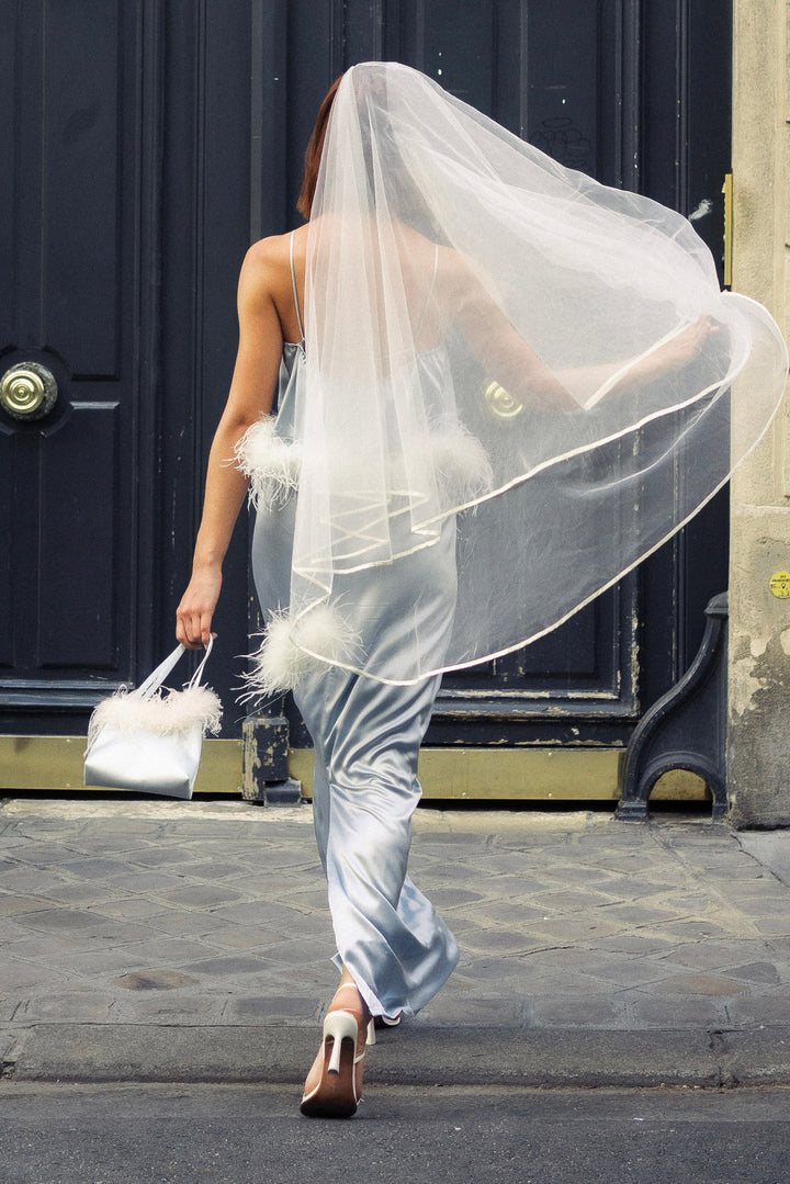 Bride-To-Be Edition | Halter Neck Silk Top with Removable Feathers