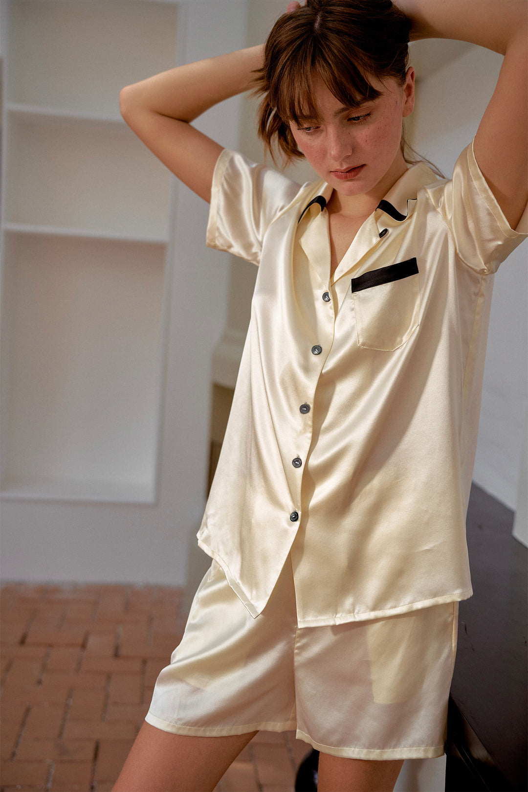 The Swan – Vintage Silk Pajama Short Set