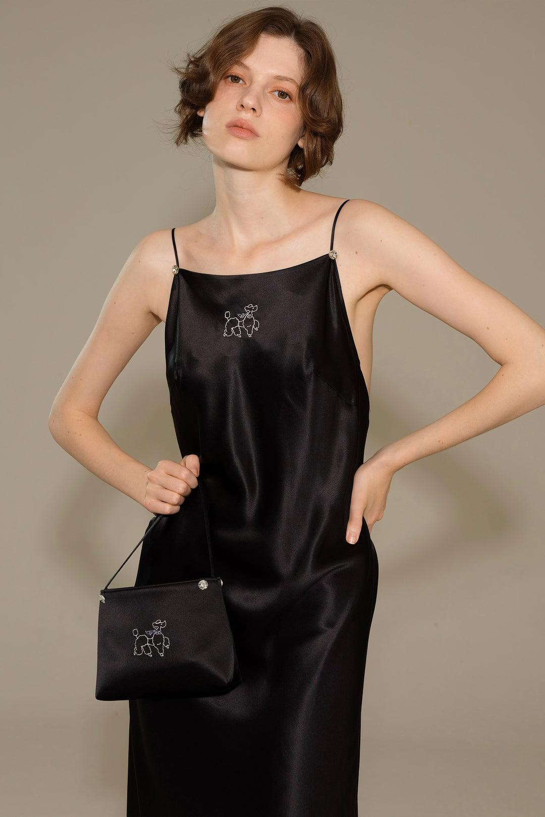 Diamond Poodles Silk Slip Dress