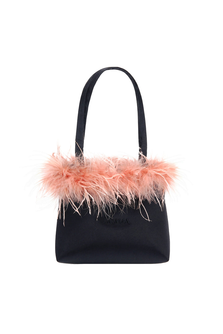 GLAM Silk Handbag with Feathers