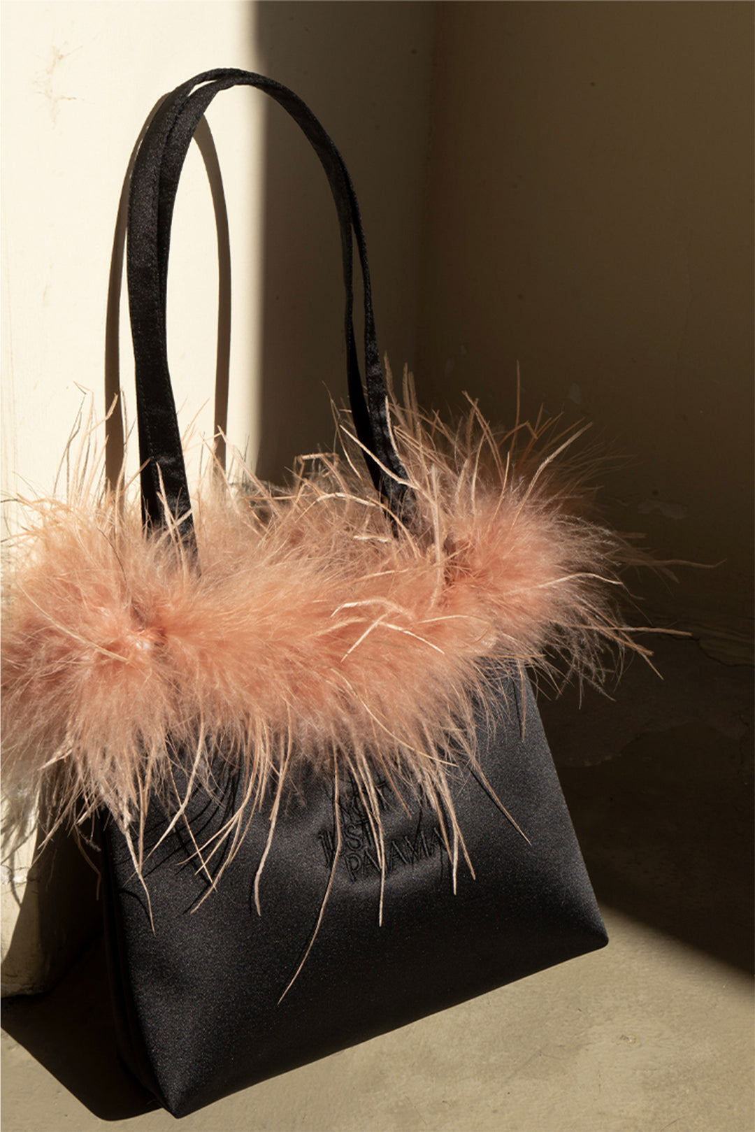 GLAM Silk Handbag with Feathers