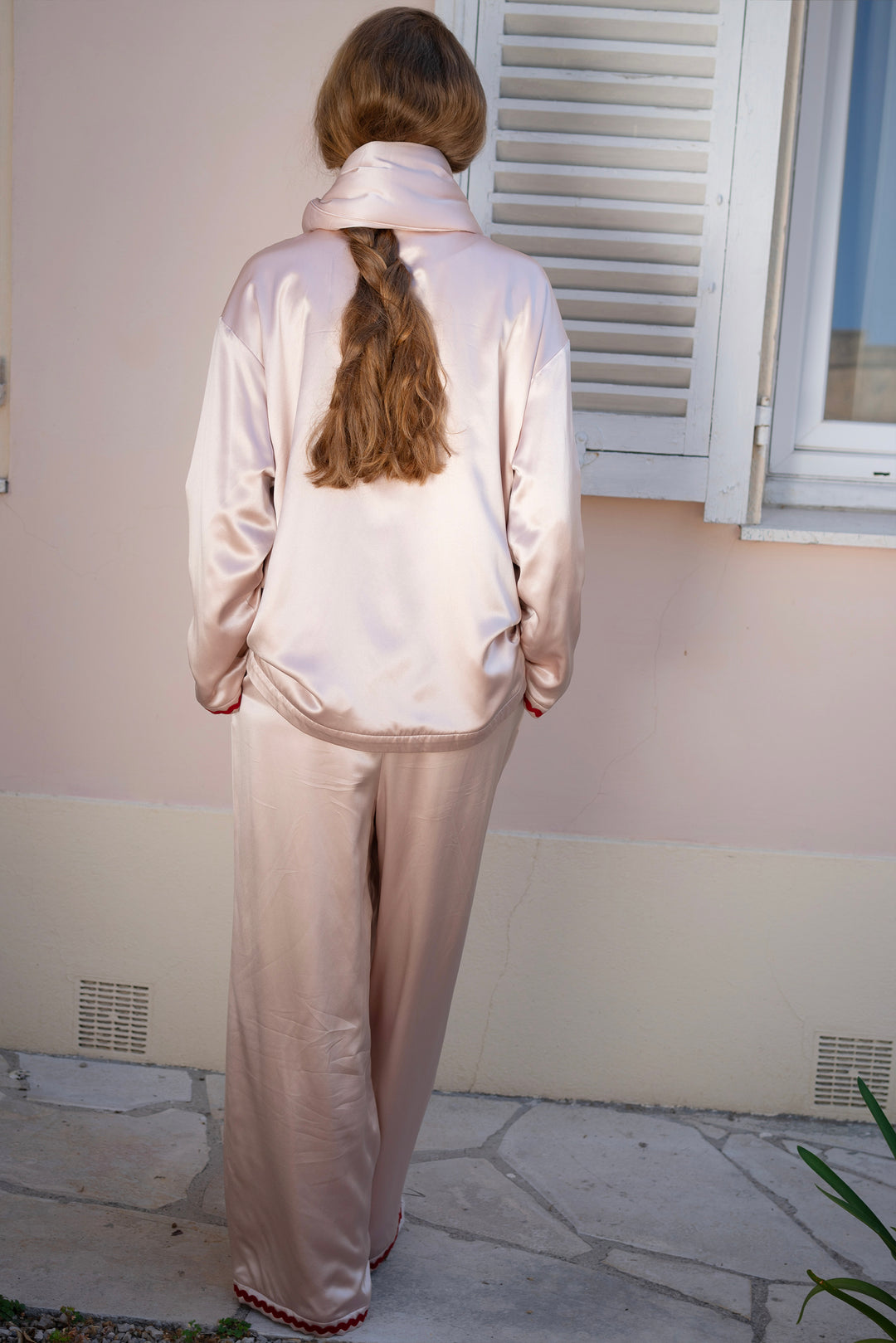 Floating Silk Pajamas Rose Pink Long Set