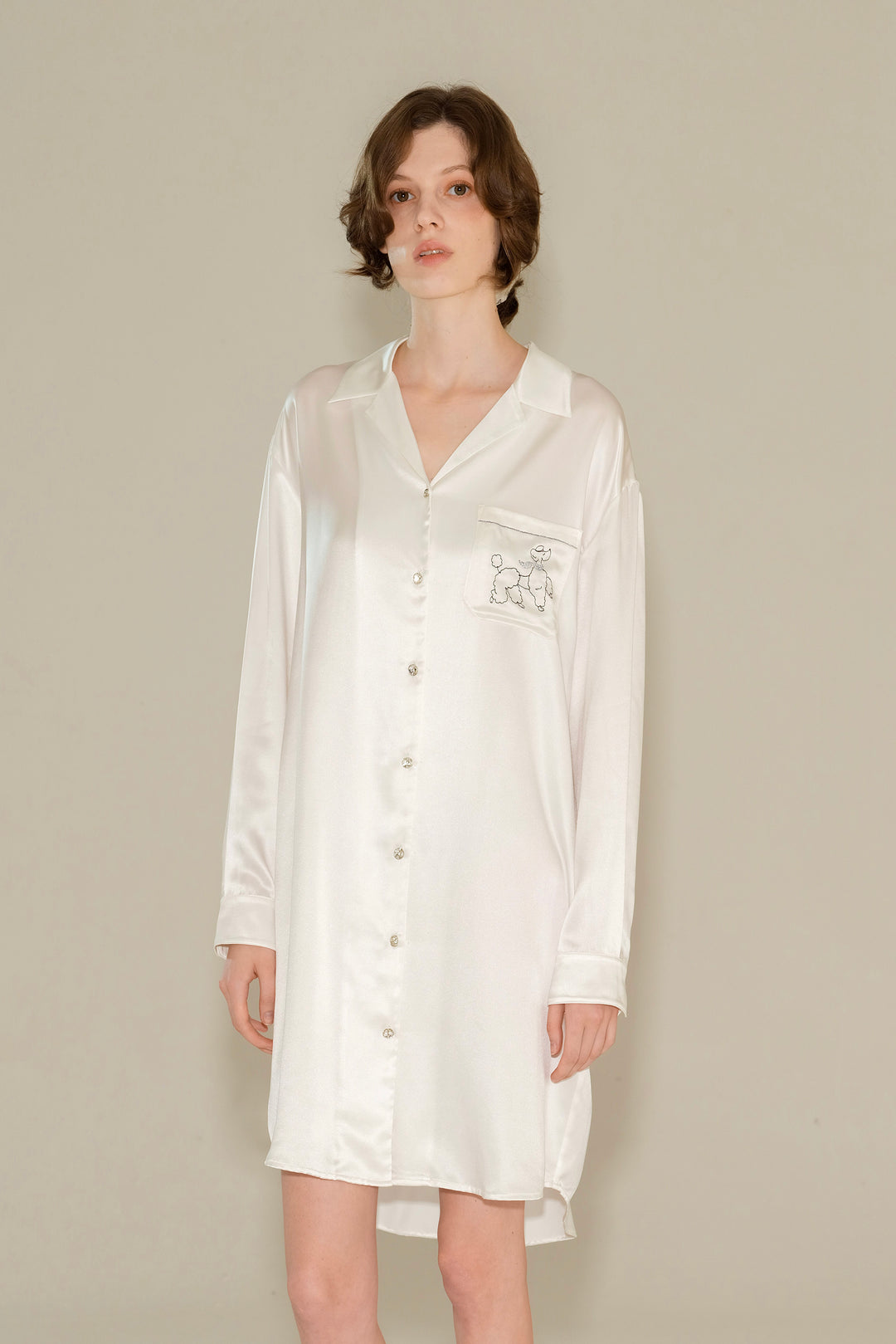 Diamond Poodles Silk Shirt Dress