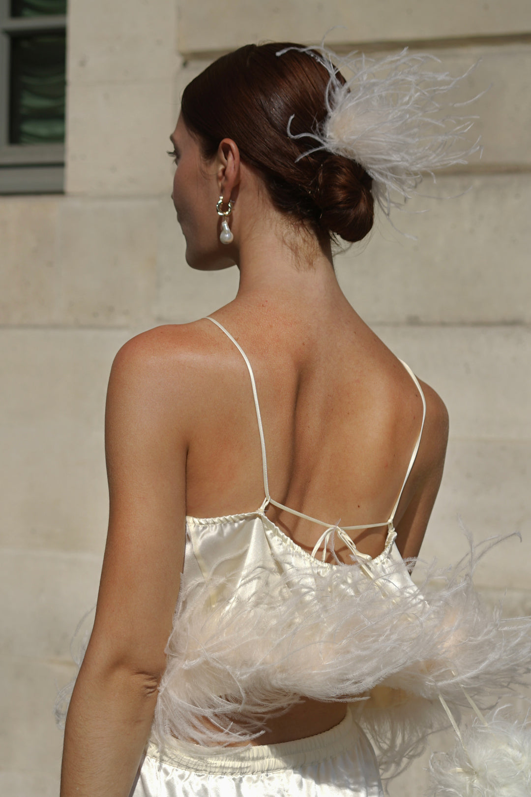 Bride-To-Be Edition | Halter Neck Silk Top with Removable Feathers