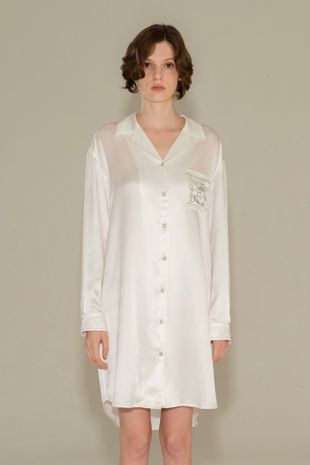 Diamond Poodles Silk Shirt Dress