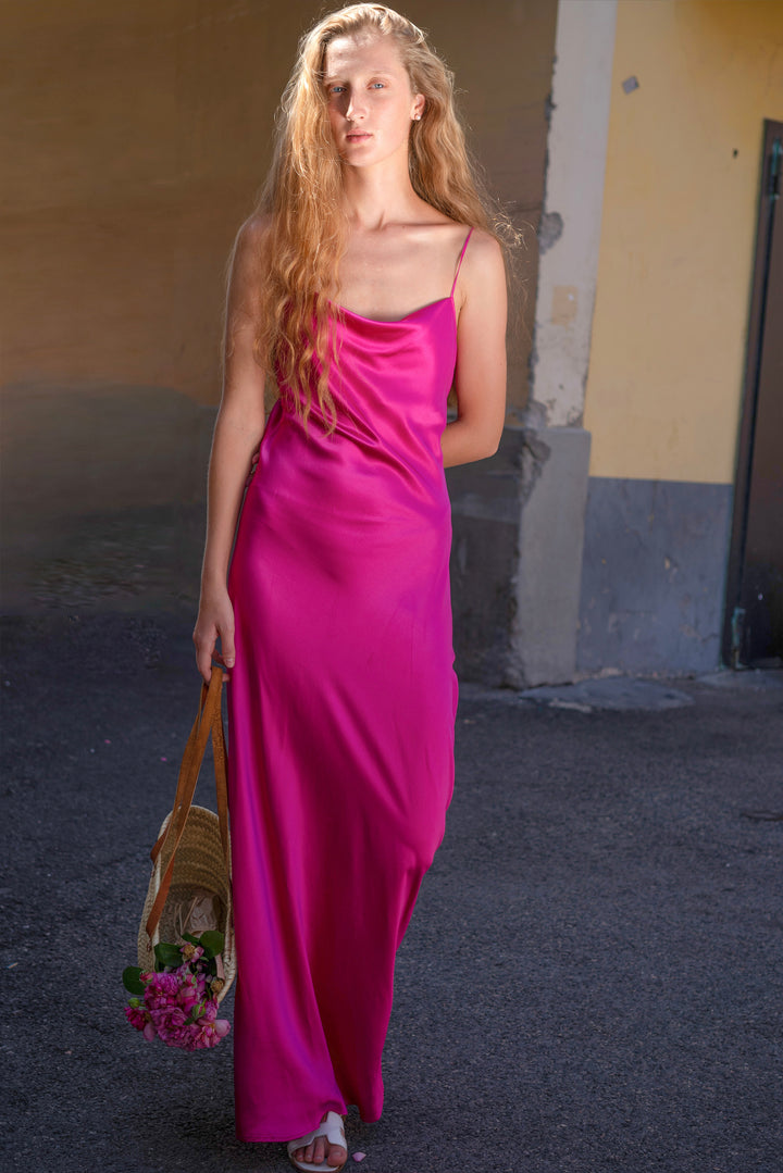 Memories of Nice V-back Silk Maxi Dress