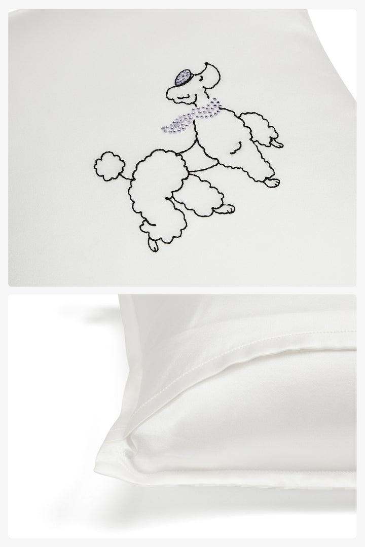 Diamond Poodles Silk Throw Pillow