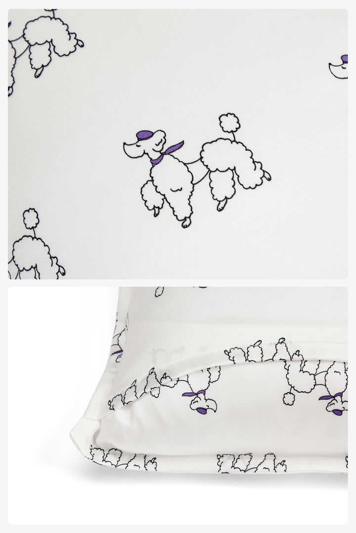 Diamond Poodles Silk Throw Pillow