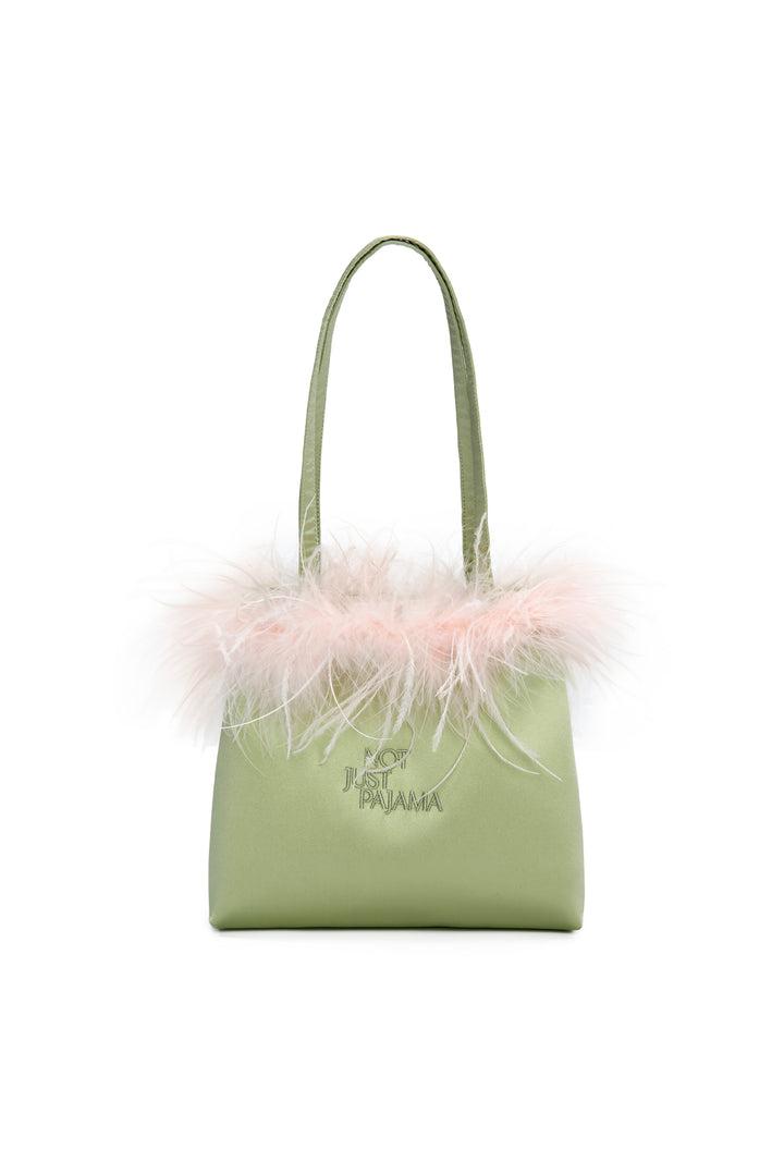 GLAM Silk Handbag with Feathers