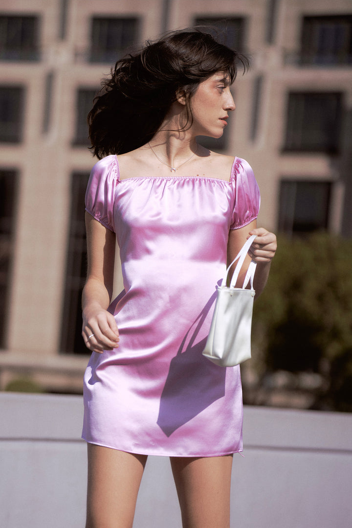 PINK EDITION | One-shoulder Silk Dress