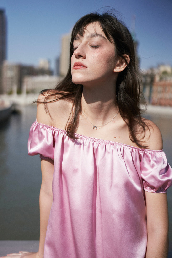 PINK EDITION | One-shoulder Silk Dress