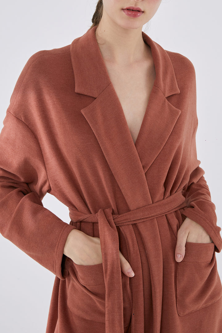 Cozy Comfy Mid-Length Warm Robe - Clay Red