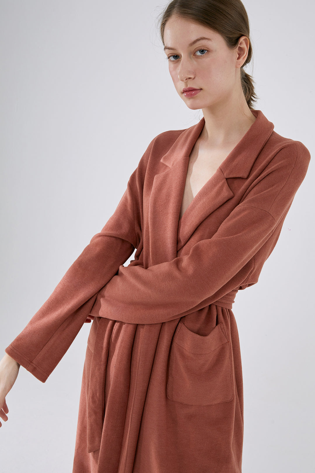 Cozy Comfy Mid-Length Warm Robe - Clay Red