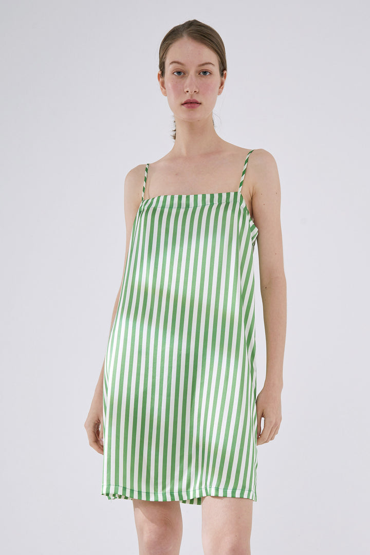 Striped Silk Slip Dress