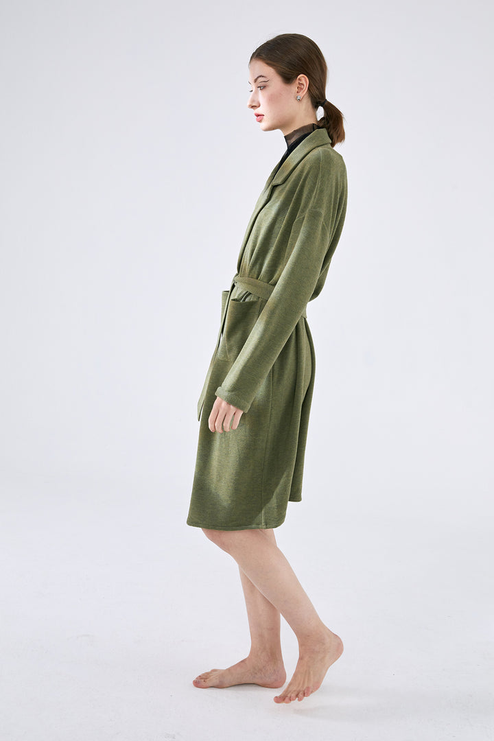 Cozy Comfy Mid-Length Warm Robe - Matcha Green