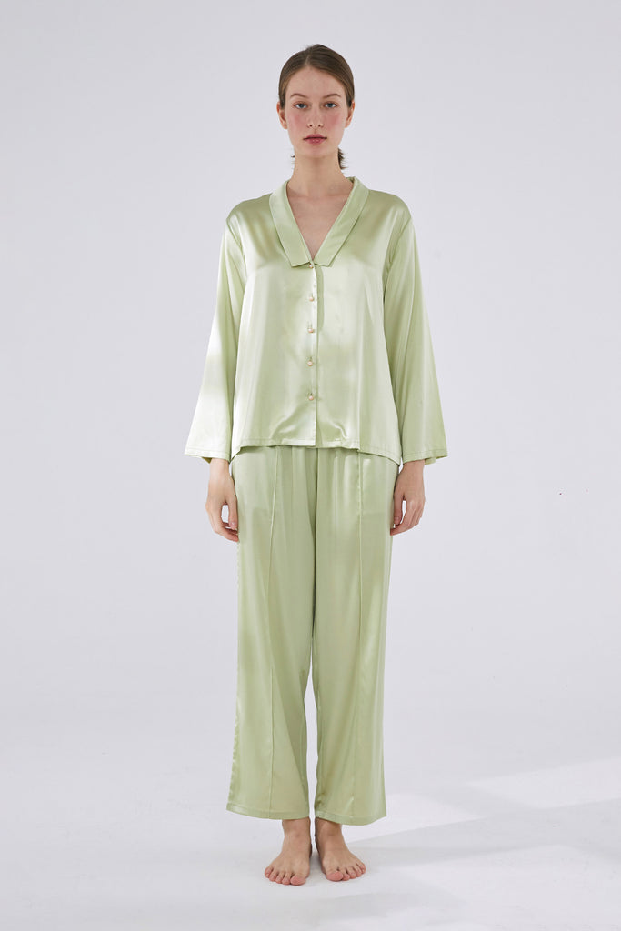 Justtoi. (M-4XL) Elegant Ice Silk Pajamas Women's Long-sleeve and