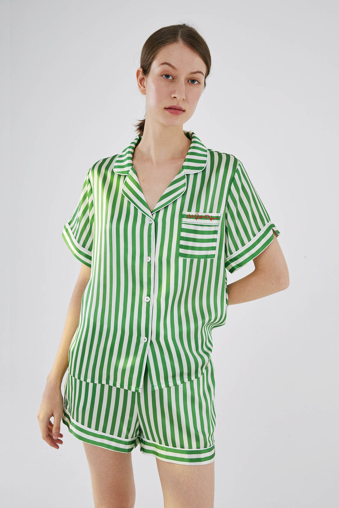 Silk Stripes Short Pajama Set