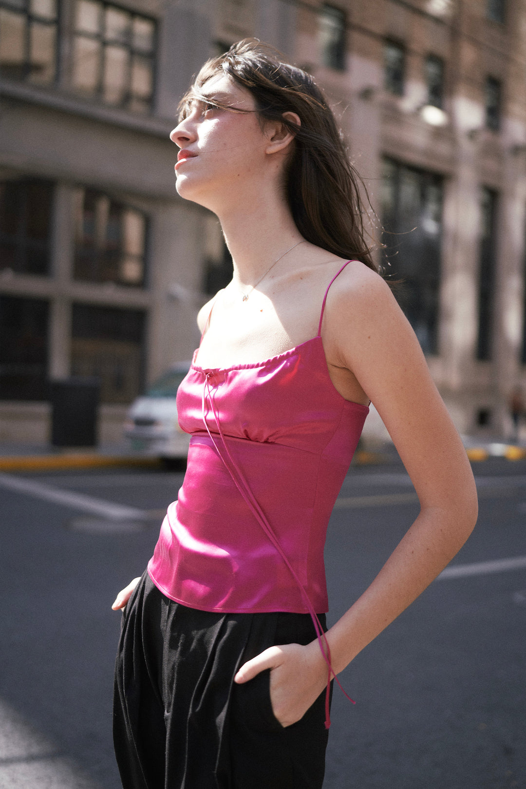 PINK EDITION | Silk Drawstring Camisole Top