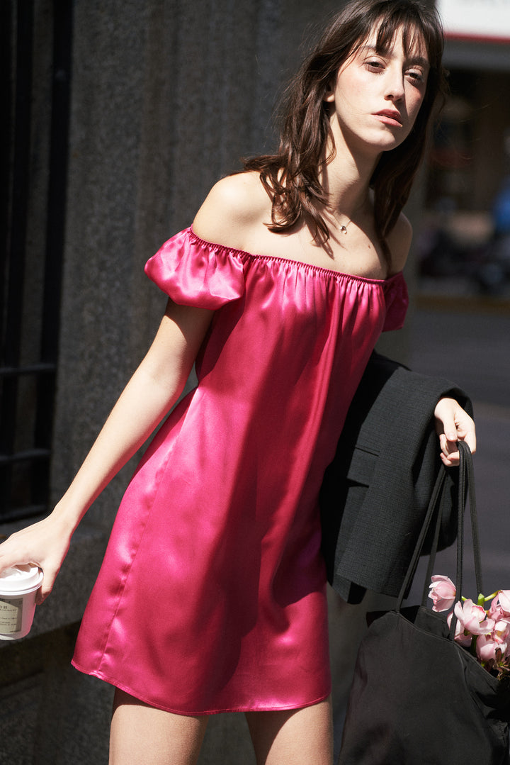 PINK EDITION | One-shoulder Silk Dress