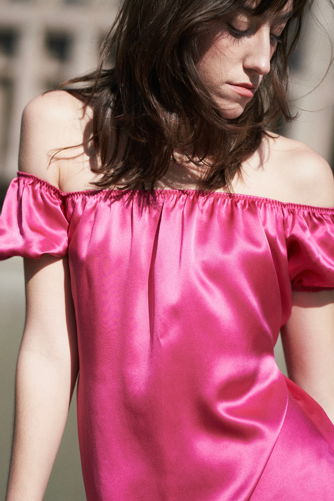 PINK EDITION | One-shoulder Silk Dress