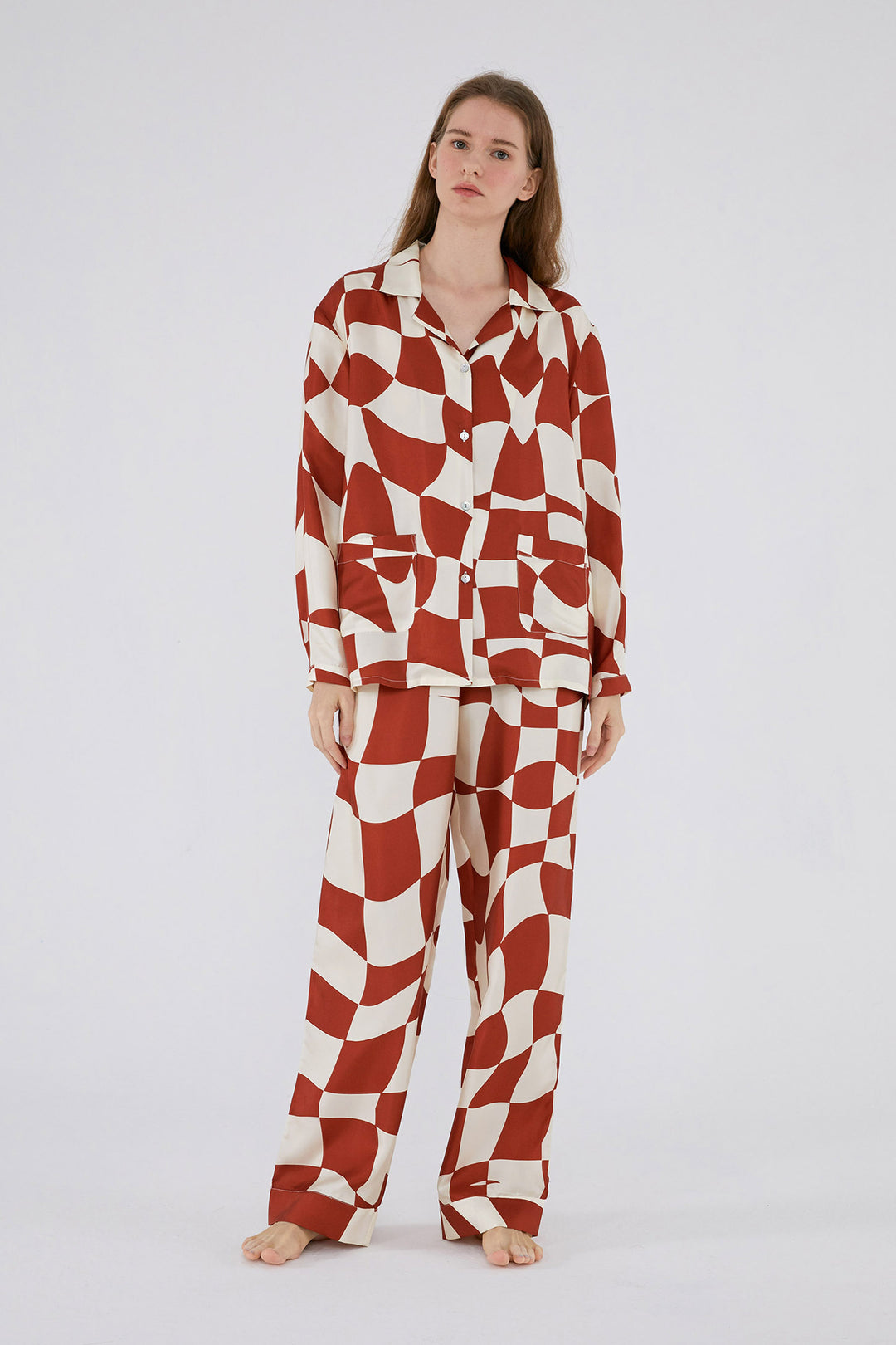 Queen of Chess Long Silk Pajama Set