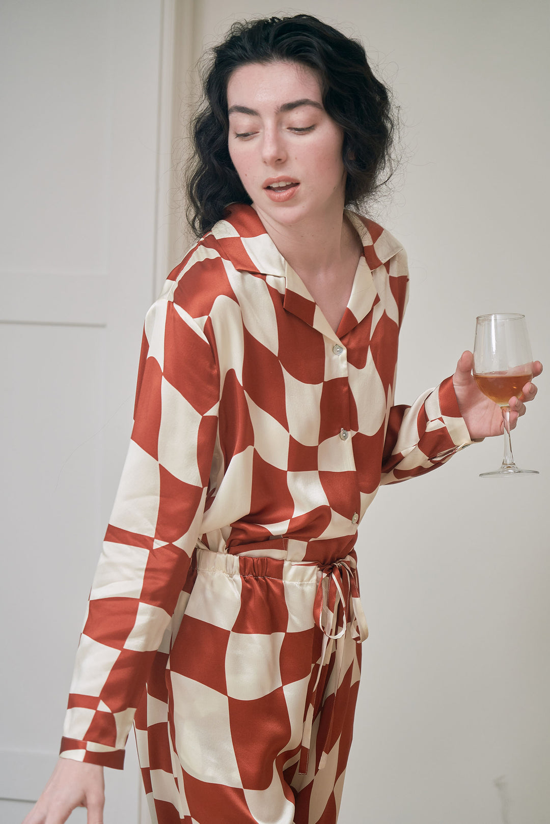 Queen of Chess Long Silk Pajama Set