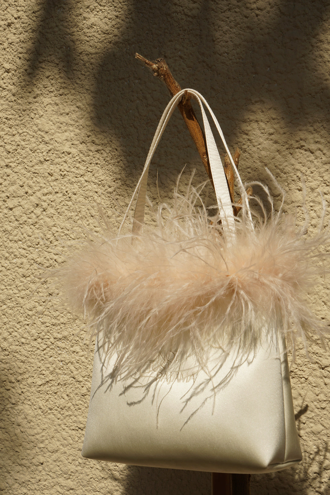 GLAM Silk Handbag with Feathers