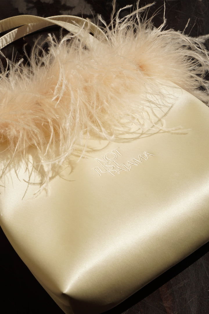 GLAM Silk Handbag with Feathers