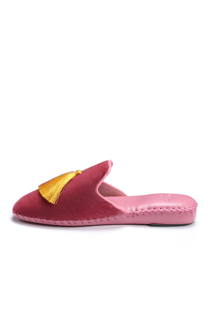 Women Classic Handmade Velvet Slippers - Pink